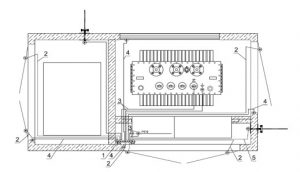 Technische tekening compact transformatorstation
